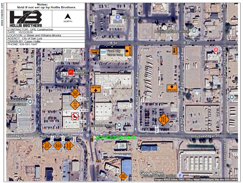 Lane Restriction - Urtuzuastegui Street between Main Street and William Brooks Avenue